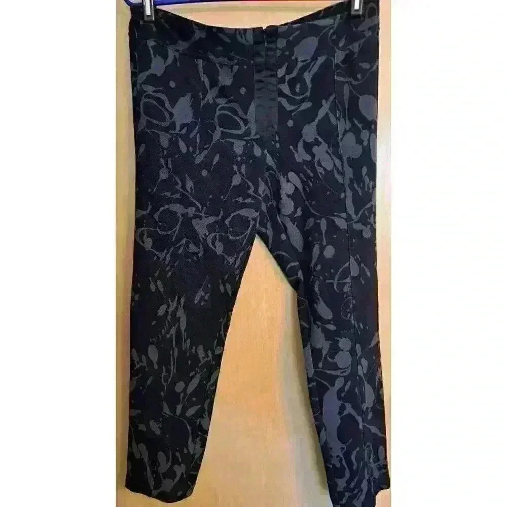 Bisou Bisou Womens 14 Pants Black Gray Stretch Zip Flat Front Tapered Knit